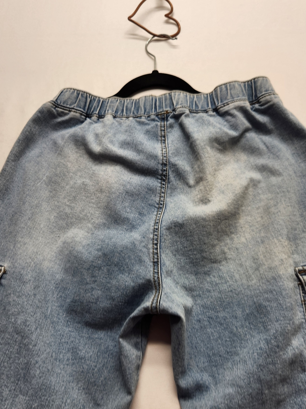 ⭐️ Almost Famous High Rise Denim Cargo Jogger Jeans Light Wash Utility Large - Picture 10 of 14